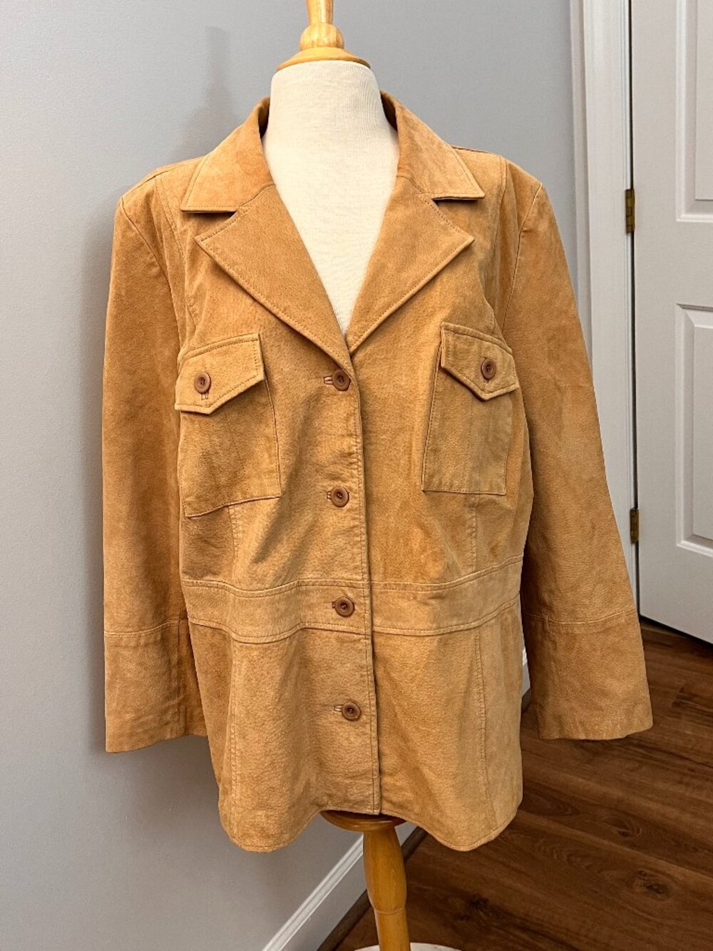 Lane Bryant Sueded Leather Tan Brown Blazer Sz 2X